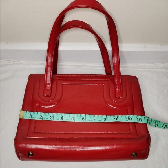 50s Shiny Red Purse Handbag - Picture 10 of 15